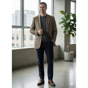 Burberrys Vintage Blazer Men's Brown Checkered 48L 100% silk